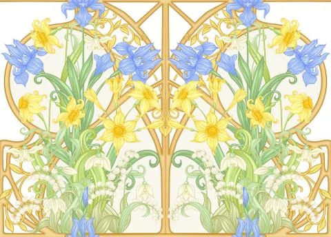 Spring flowers seamless pattern, background. Stock Illustration