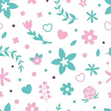 Spring Flowers Seamless Pattern, Background, Wallpaper, Textile, Packaging 스톡 일러스트