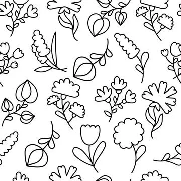Spring flowers. Seamless pattern. Coloring Page. 库存插图