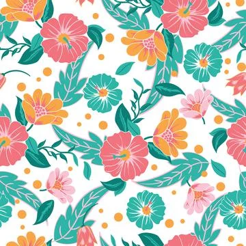 Spring flowers seamless pattern design Stock Illustration
