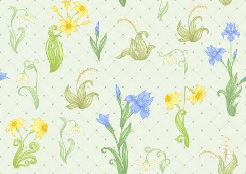 Spring flowers seamless pattern Stock Illustration
