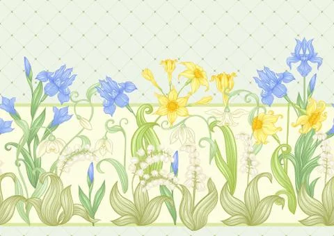 Spring flowers seamless pattern Stock Illustration