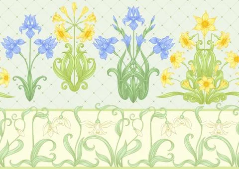 Spring flowers seamless pattern Stock Illustration