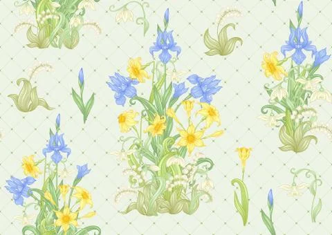 Spring flowers seamless pattern Stock Illustration