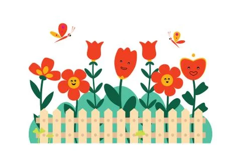 Spring flowers in a small garden Stock Illustration