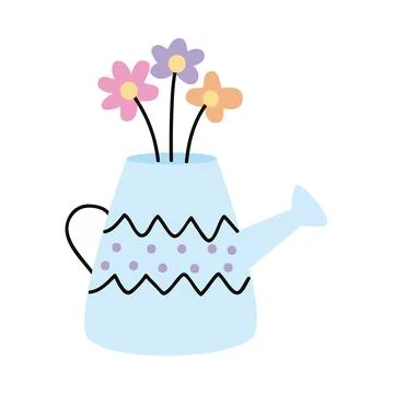 Spring flowers in sprinkler Stock Illustration