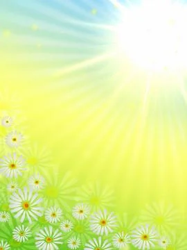 Spring flowers with sun Stock Illustration
