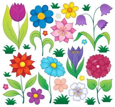 Spring flowers thematic set Stock-Illustration