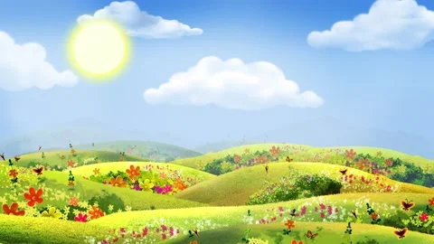 Spring Flowers Valley Background Видео 204143900
