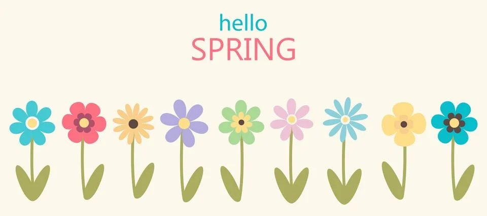 Spring flowers. Vector template. Simple flat illustration 스톡 일러스트
