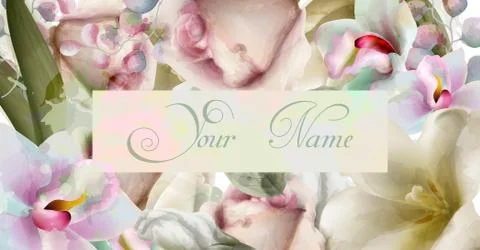 Spring flowers watercolor background Vector. Invitation card, wedding ceremon Stock Illustration