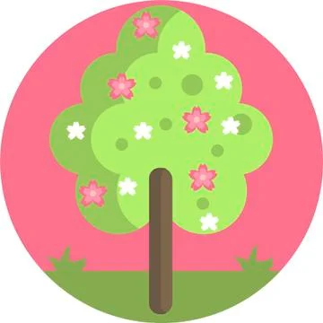Spring Flowers Well-Crafted Pixel Perfect Vector Flat Icons Stock Illustration