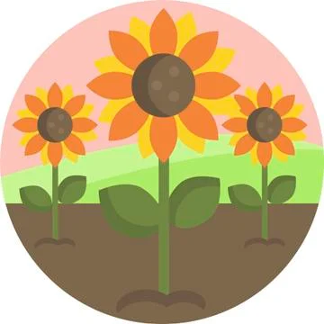 Spring Flowers Well-Crafted Pixel Perfect Vector Flat Icons Stock Illustration