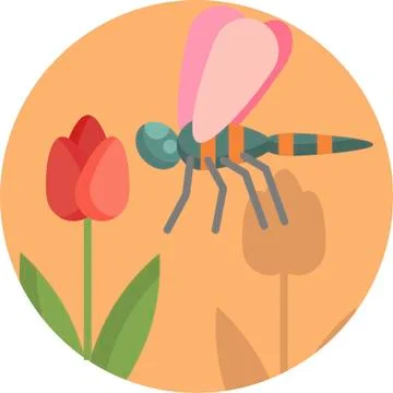Spring Flowers Well-Crafted Pixel Perfect Vector Flat Icons Stock Illustration