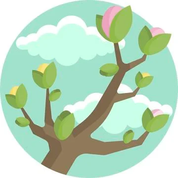Spring Flowers Well-Crafted Pixel Perfect Vector Flat Icons Stock Illustration