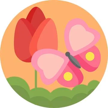 Spring Flowers Well-Crafted Pixel Perfect Vector Flat Icons Stock Illustration