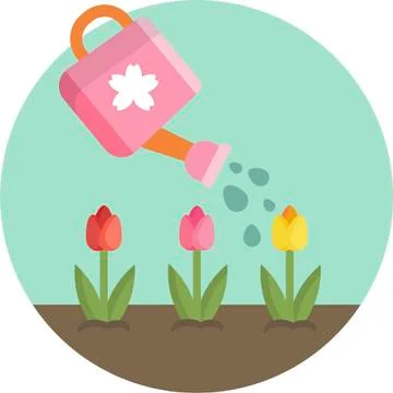 Spring Flowers Well-Crafted Pixel Perfect Vector Flat Icons Stock Illustration