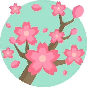 Spring Flowers Well-Crafted Pixel Perfect Vector Flat Icons Stock Illustration