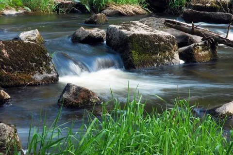 Spring flowing stream Stock Photos