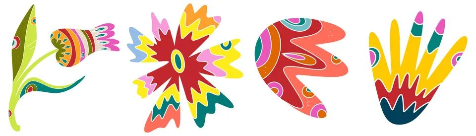 Spring folk art set. Vector elements. Easter motifs, holidays, weekends Illustrazione stock