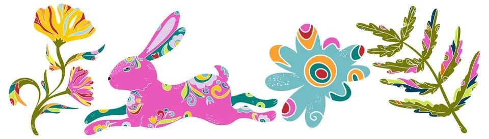 Spring folk art set. Vector elements. Easter motifs, holidays, weekends イラスト素材