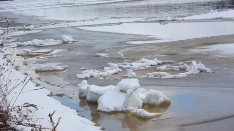 Spring, forest, and ice on the river 15 Stock Footage 250511926