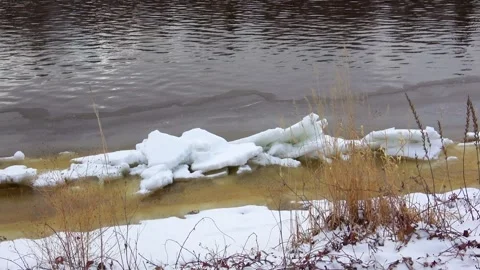 Spring, forest, and ice on the river 19 Stock Footage 250511999