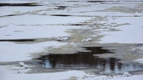 Spring, forest, and ice on the river 18 Stock Footage 250512009