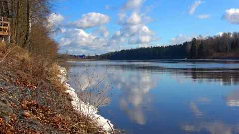 Spring, forest, and ice on the river 24 Stock Footage 250512139