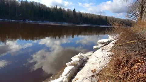 Spring, forest, and ice on the river 26 Stock Footage 250512173