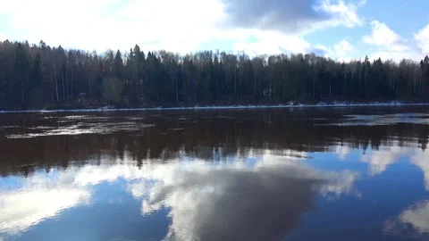 Spring, forest, and ice on the river 29 Stock Footage 250512228