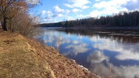 Spring, forest, and ice on the river 34 Stock Footage 250512341