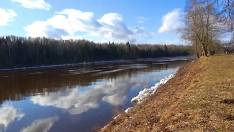 Spring, forest, and ice on the river 37 Stock Footage 250512407