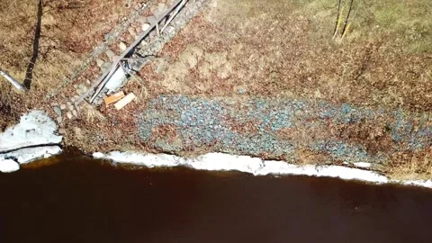 Spring, forest, and ice on the river 58 Stock Footage 250512835