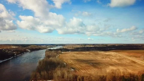 Spring, forest, and ice on the river 71 Stock Footage 250513307