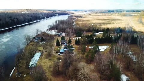 Spring, forest, and ice on the river 75 Stock Footage 250513570