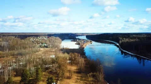 Spring, forest, and ice on the river 76 Stock Footage 250513578