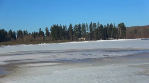 Spring, forest and Western Dvina river 01 Stock Footage 250435798