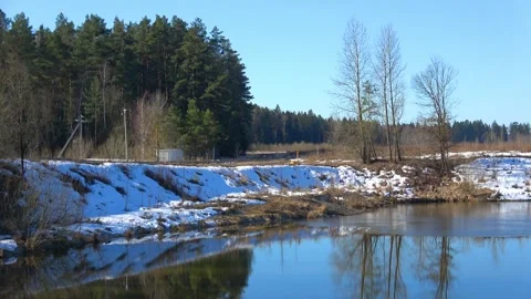 Spring, forest and Western Dvina river 09 Stock Footage 250435845