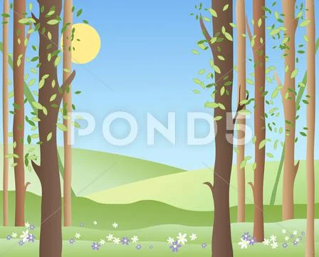 Spring forest Stock Illustration