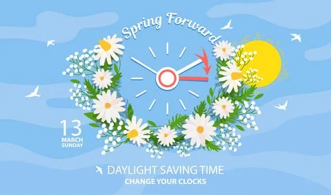 Spring Forward Banner. Daylight Saving Time Reminder Stock Illustration