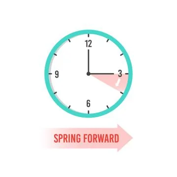 Spring forward. Clock showing daylight saving time. Summer time vector concept Stock Illustration