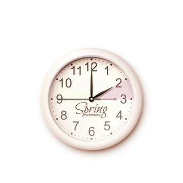 Spring Forward. Daylight saving time. Realistic wall clock Stock Illustration
