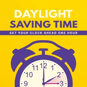 Spring Forward. Daylight saving time banner with alarm clock Stock Illustration
