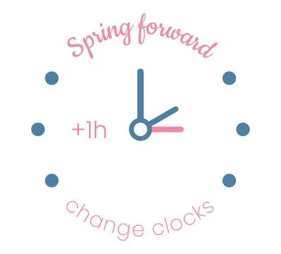 Spring forward minimalist pink and blue design. Summertime vector illustratio Stock Illustration