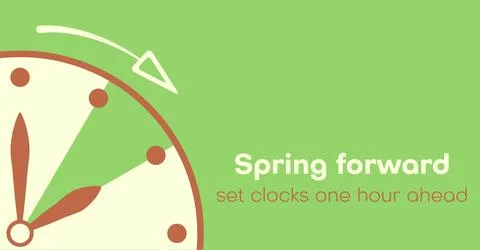 Spring Forward simple banner. Daylight Saving Time starts. Springtime conce.. Illustrazione stock