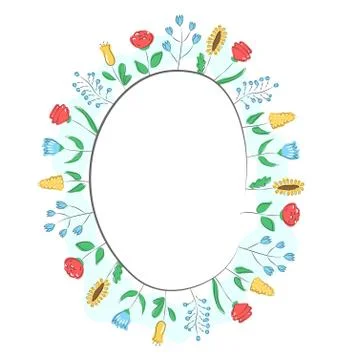 Spring frame with field flowers isolated on white Stock Illustration
