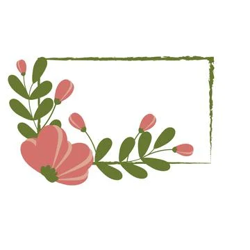 Spring frame in the form of a rectangle with a flower arrangement in a cartoon Stock Illustration