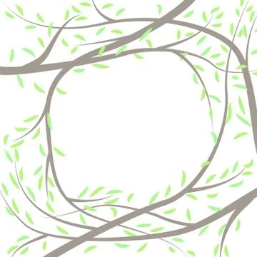 Spring frame formed by first green leaves Illustrazione stock