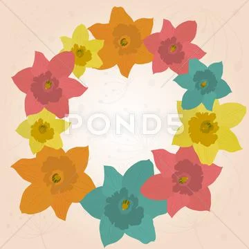Spring frame jonquils Stock Illustration